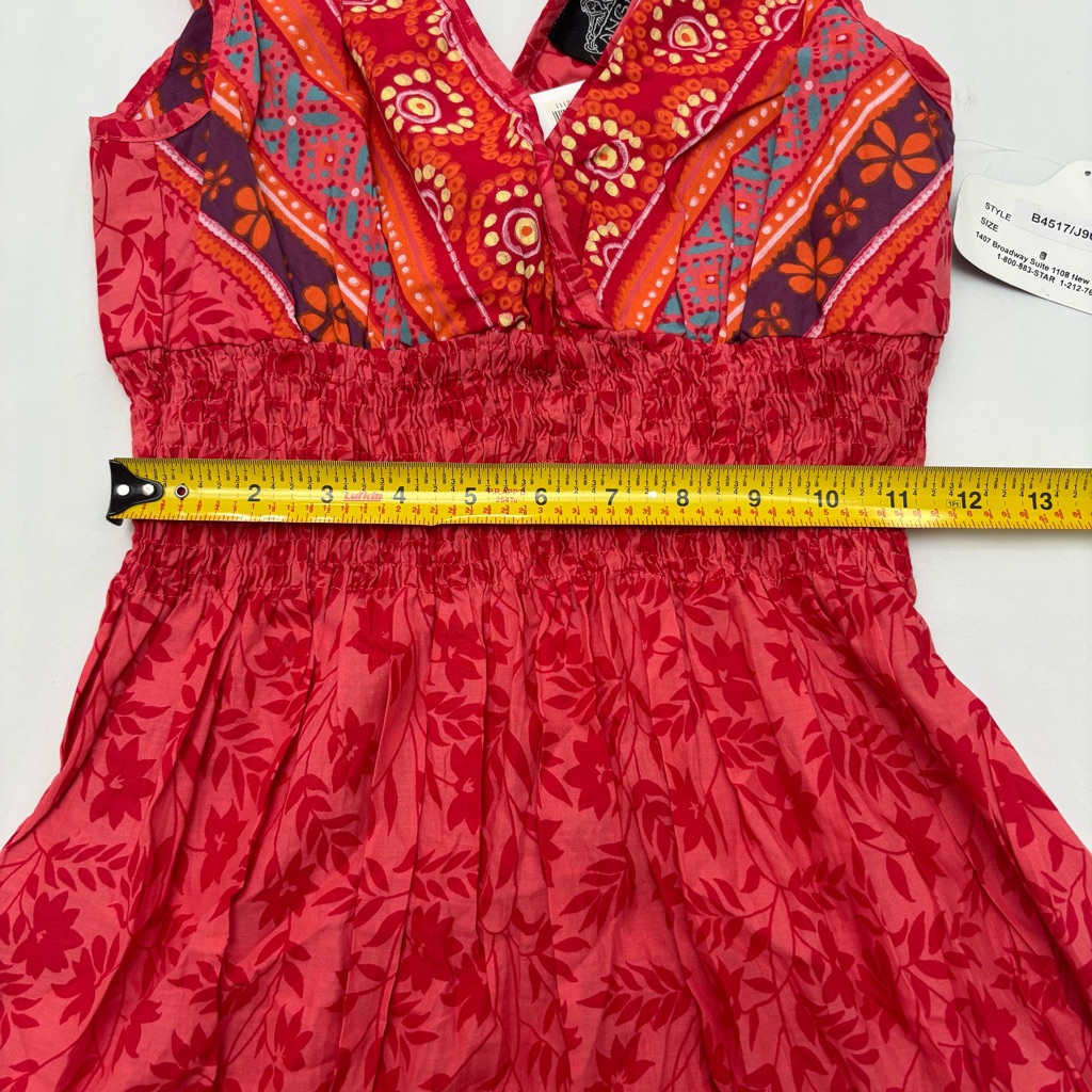 Nwt Angie Red Bohemian Hippie V-Neck Maxi Dress Tie Shoulders — image 7 of 8